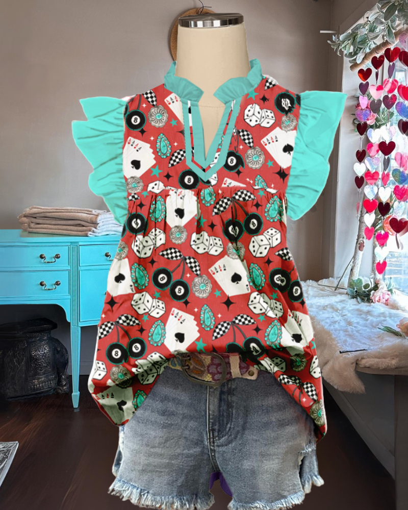 Poker Entertainment V-Neck Top