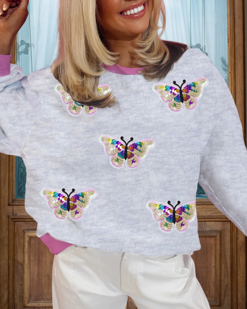 Oversize Contrasting Sequin Pullover