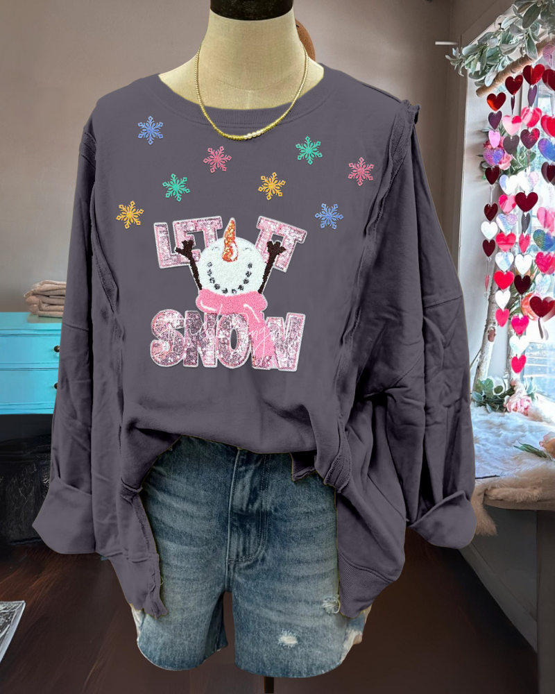 Oversized Snowflake Sequin Sweatshirt
