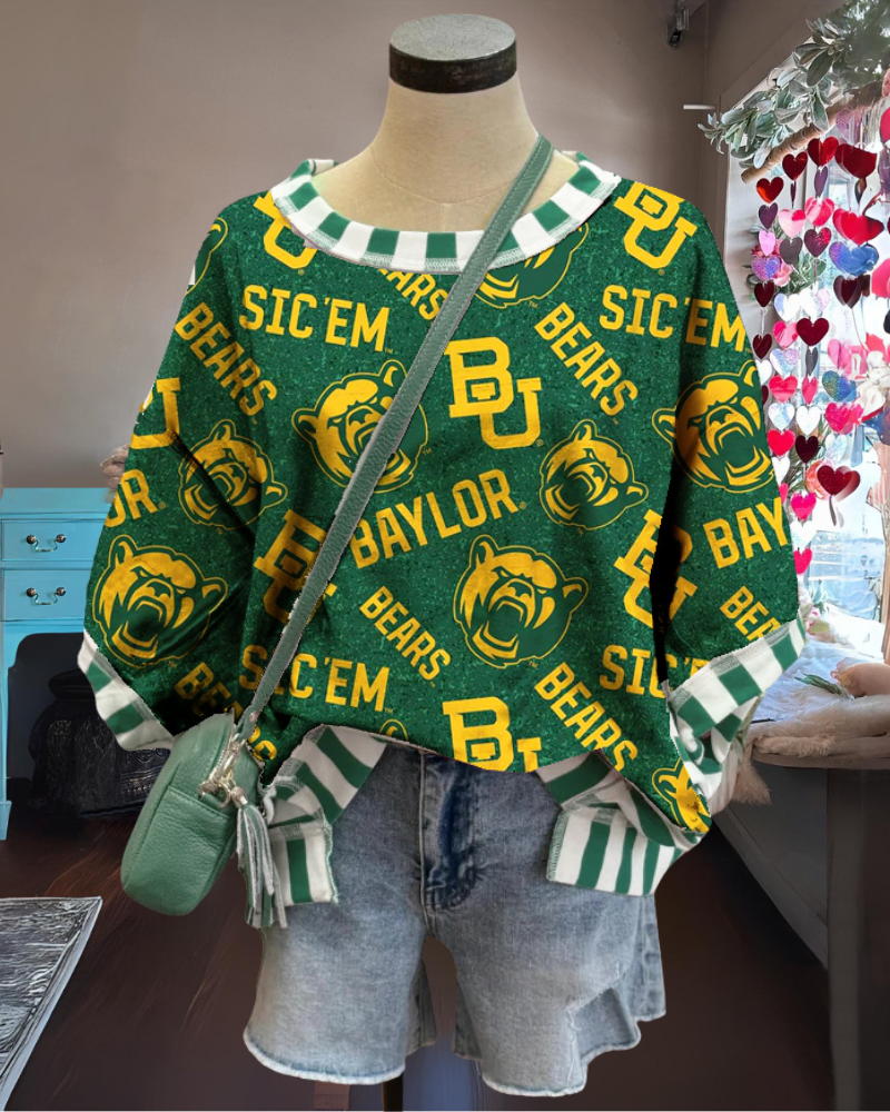 BAYLOR BEARS Striped Trim T-shirt