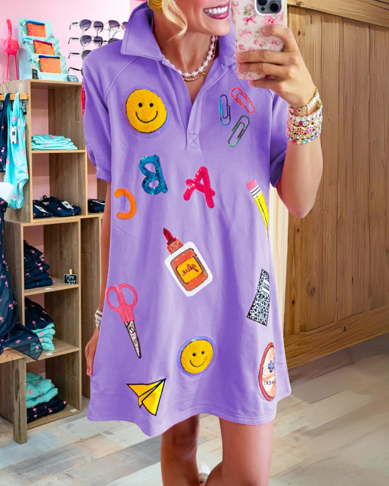 Playful School Mixed Pattern Dress