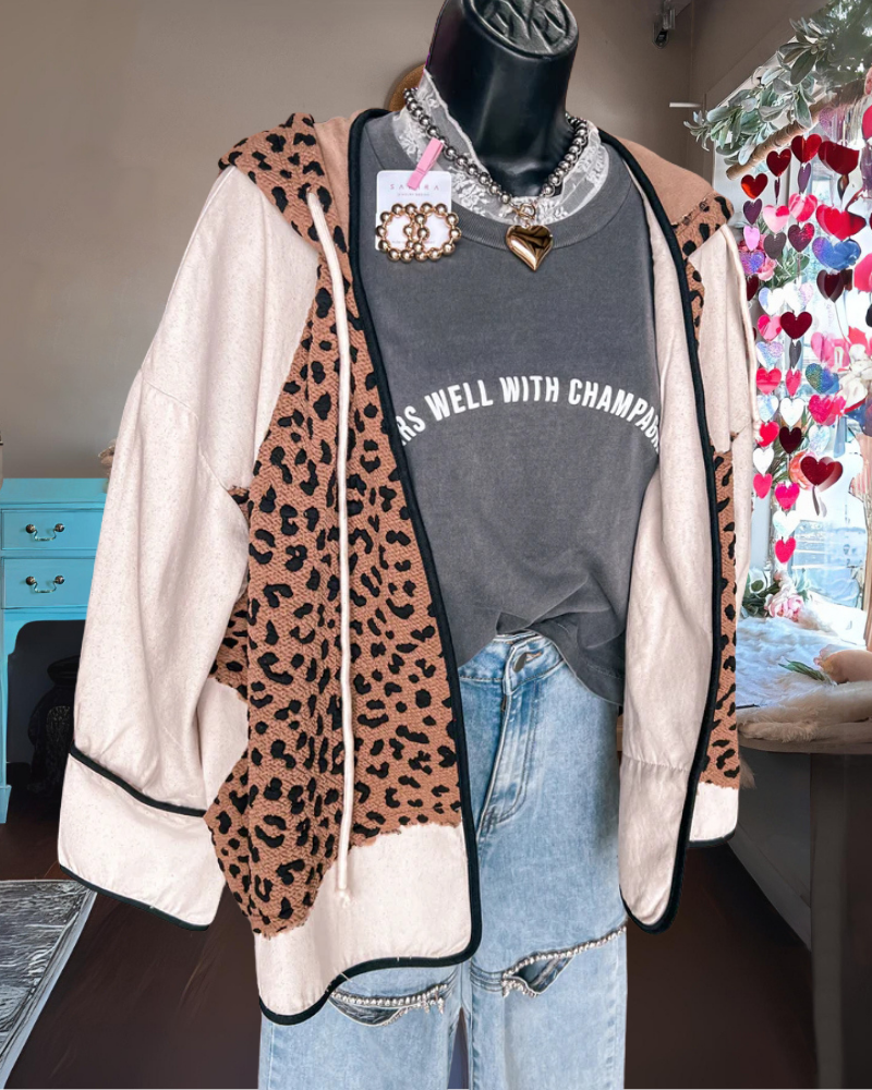 Leopard Print Star Hooded Jacket