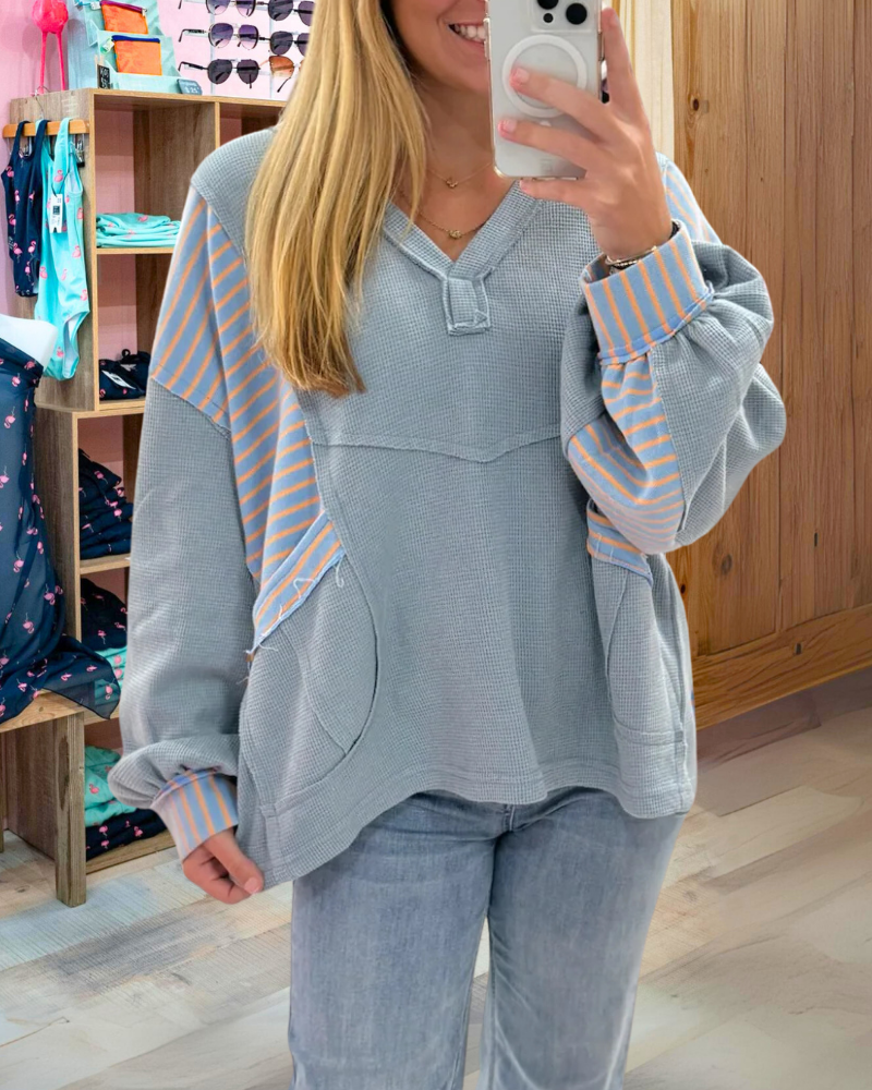 Trendy Waffle Mix Sweatshirt
