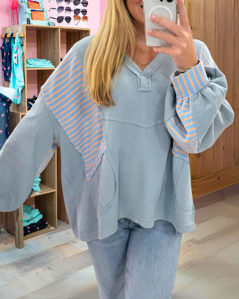 Trendy Waffle Mix Sweatshirt