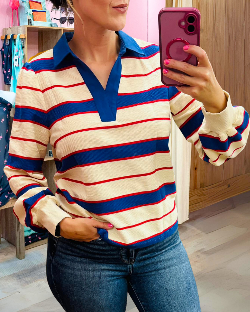 Stylish Colorblock Striped Top