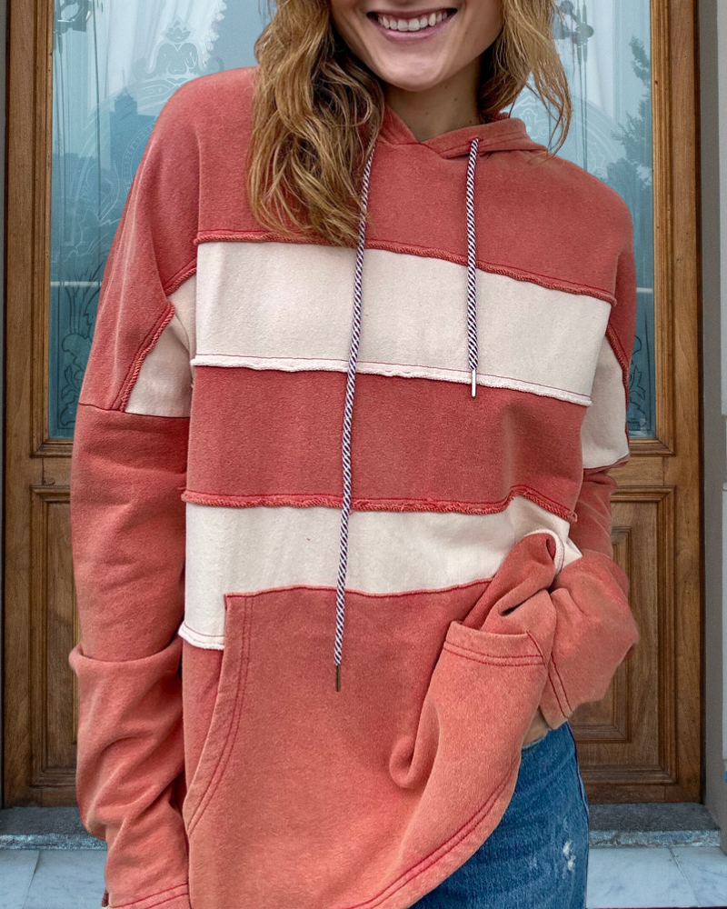 Cool Washed Patchwork Hoodie