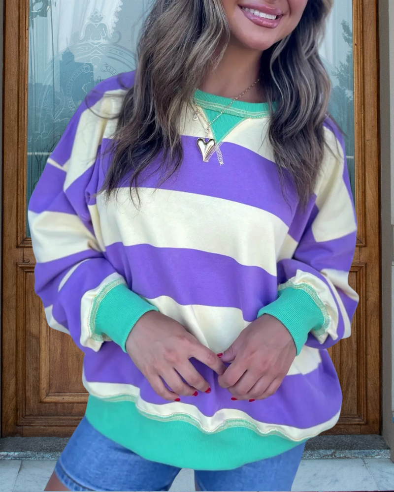 Trendy Colorblock Crewneck Sweatshirt
