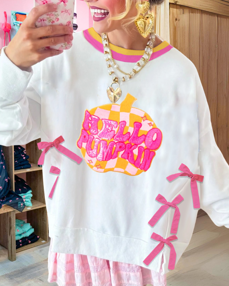 Hello Pumpkin Embroidered Sweatshirt