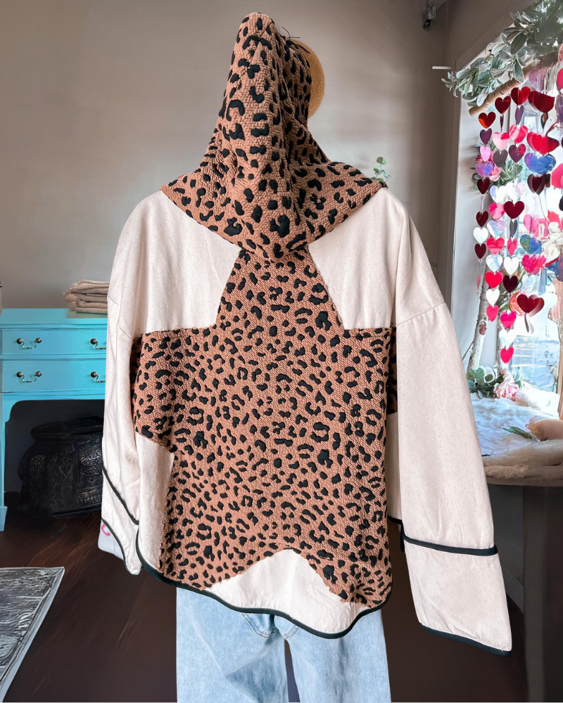 Leopard Print Star Hooded Jacket