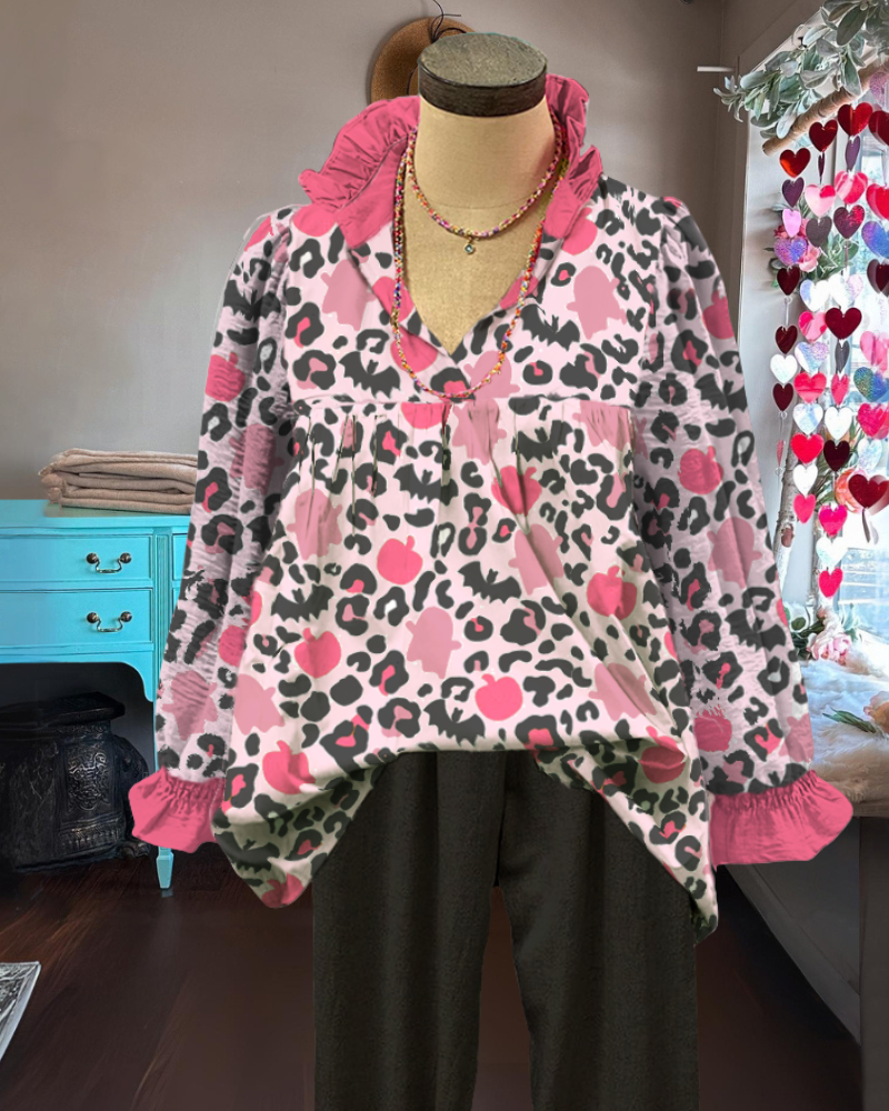 Halloween Ruffled Leopard Top