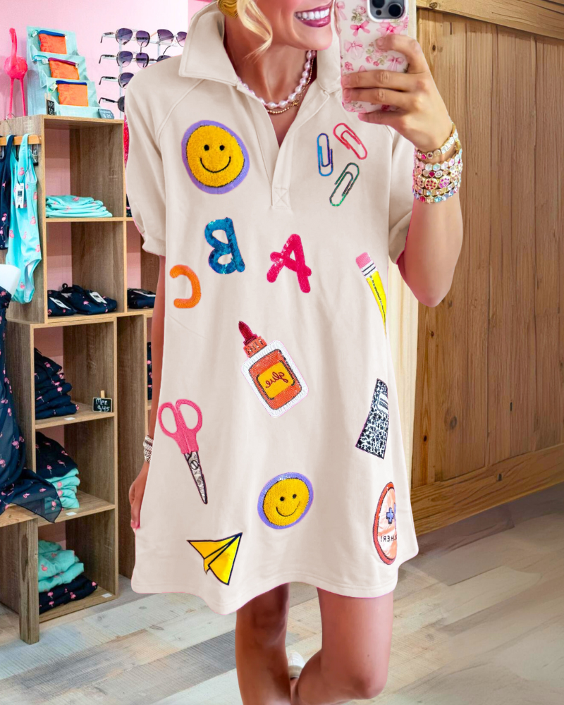 Playful School Mixed Pattern Dress