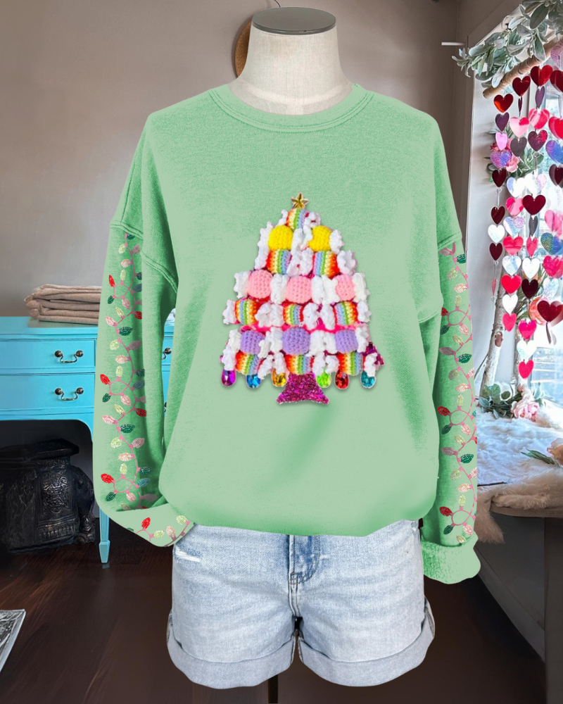 Christmas Candy Tree Embroidered Sweatshirt
