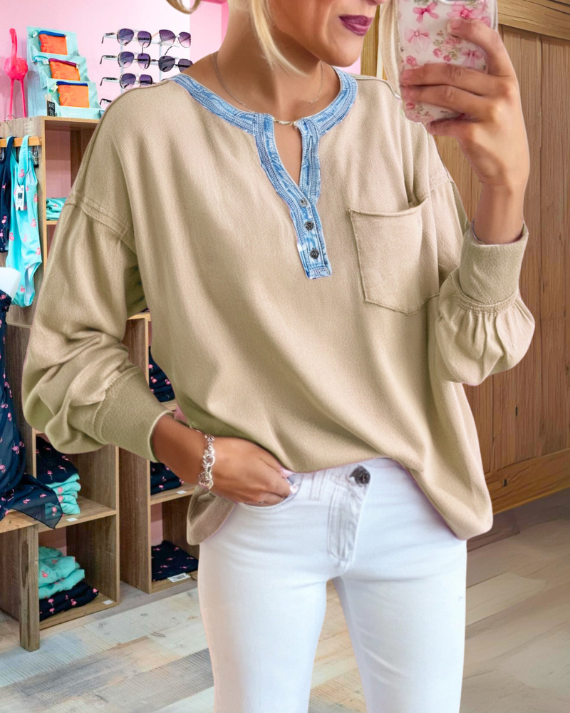 Stylish Contrast Trim Pullover