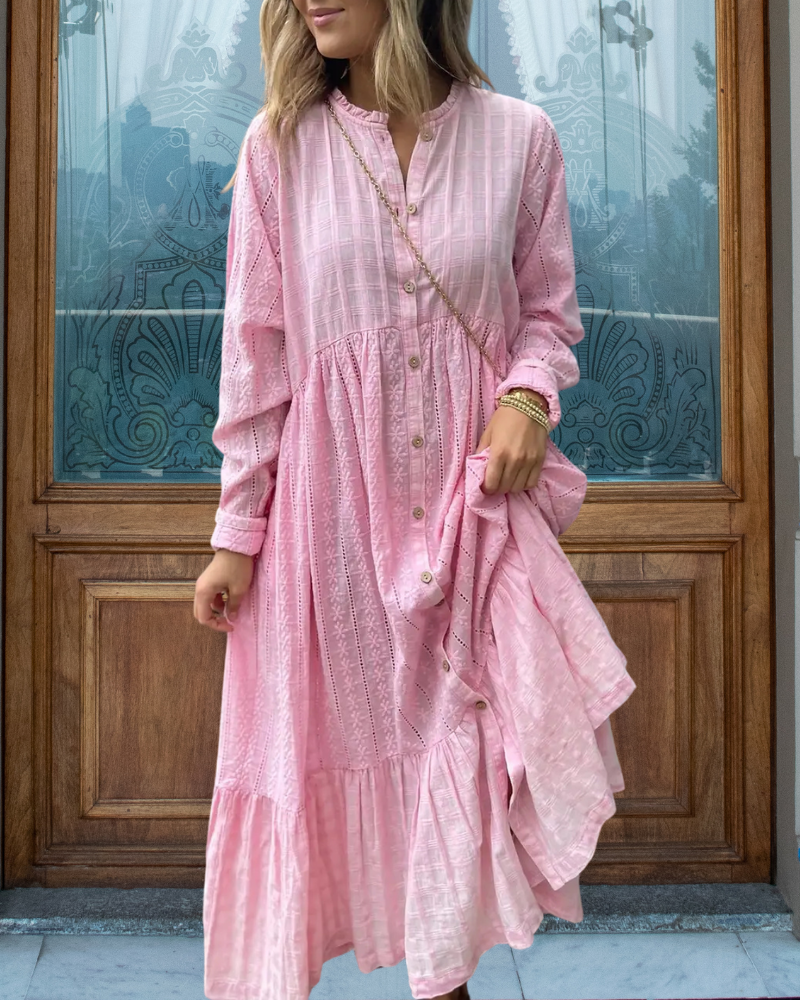 Floral Quilted Maxi Shirt Dress