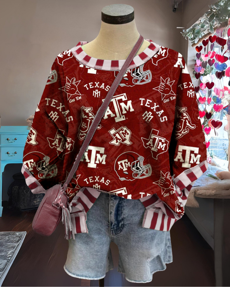 Texas A&M Striped Trim T-shirt