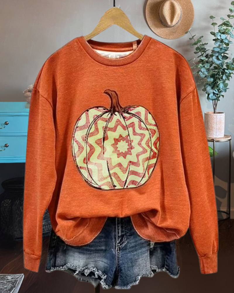 Wavy Pumpkin Crewneck Sweatshirt