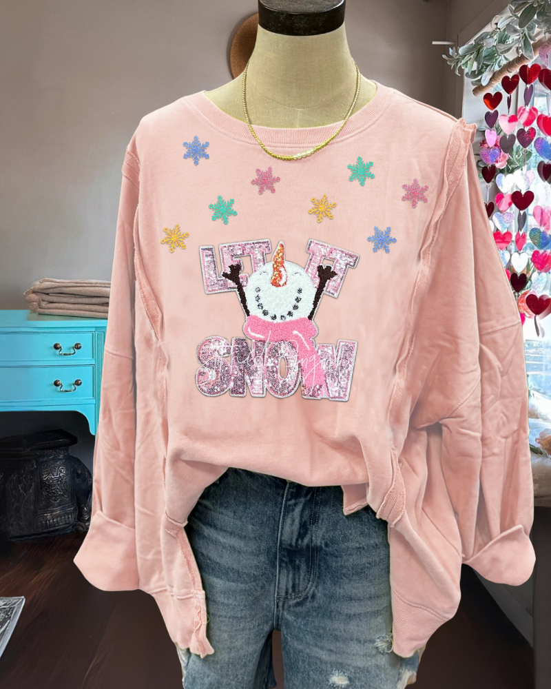 Oversized Snowflake Sequin Sweatshirt