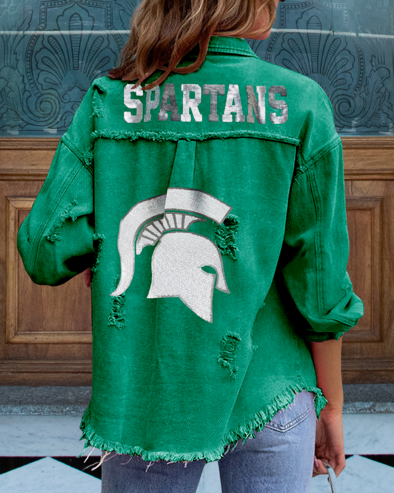 Spartans Sequined Raw-Trimmed Jacket