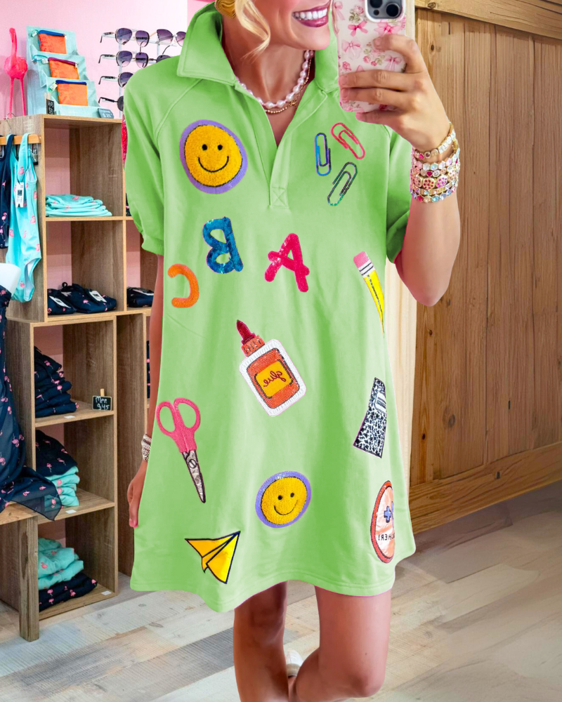 Playful School Mixed Pattern Dress