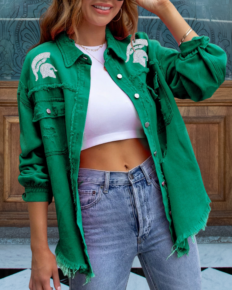 Spartans Sequined Raw-Trimmed Jacket