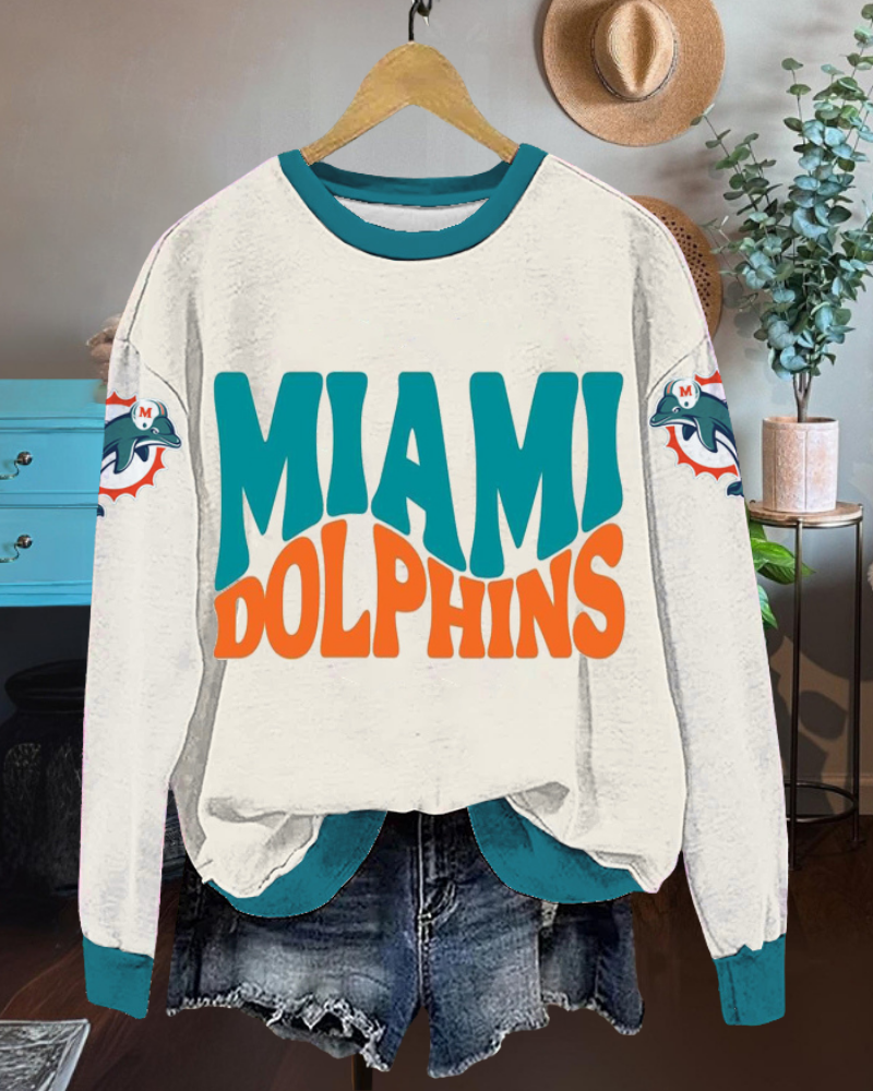Miami Dolphins Contrast Trim Sweatshirt