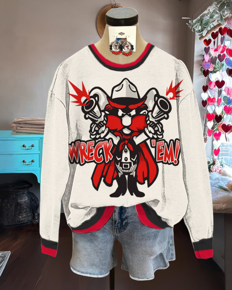 Red Raiders Striped Trim Sweatshirt