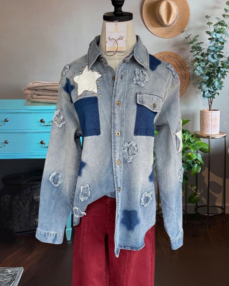 Star Beaded Denim Shirt
