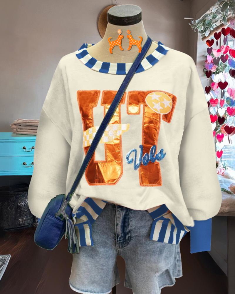UT Sequined Contrasting Trim Sweatshirt