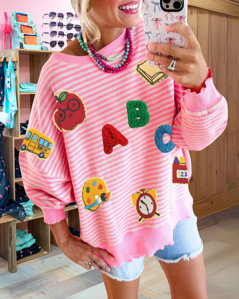 School Sequin Stripe Sweatshirt