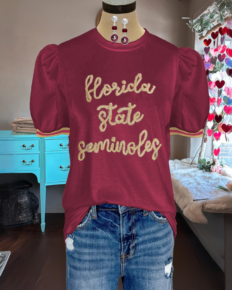 FSU Embroidered Crewneck Top