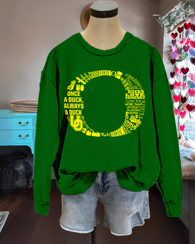 Oregon Ducks Themed Graphic Sweatshirt