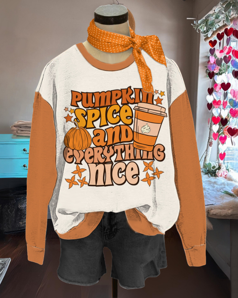 Pumpkin Spice Contrast Sweatshirt