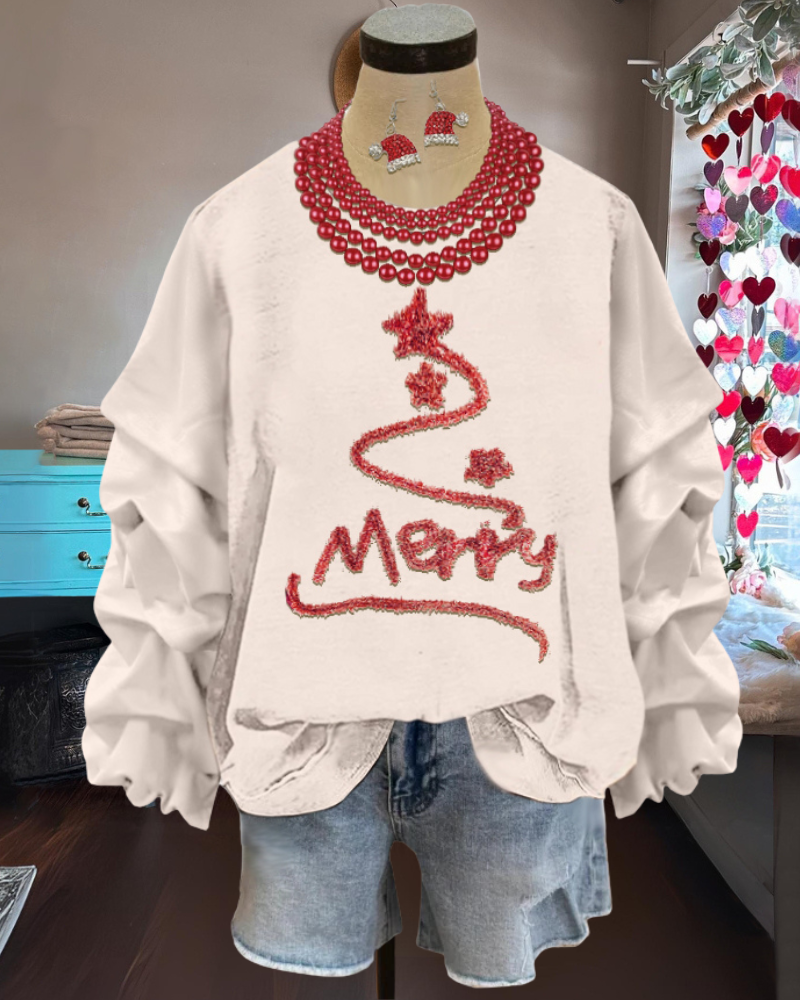 Christmas Tree Embroidered Sweatshirt