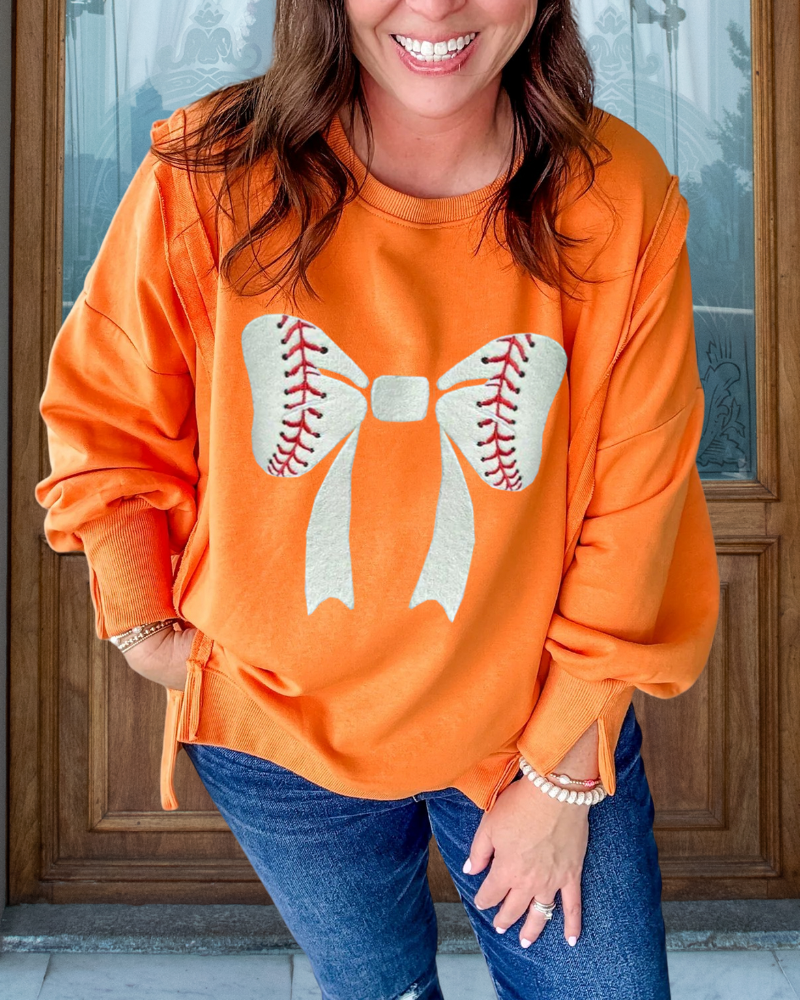 Playful Baseball Bow Sweatshirt