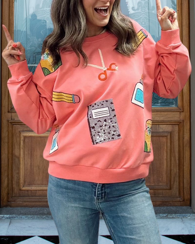 School Tools Sequined Sweatshirt