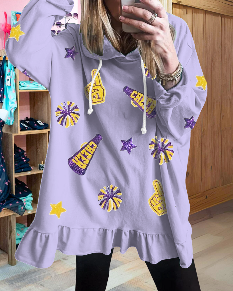 Oversized CHEER Sequined Hoodie