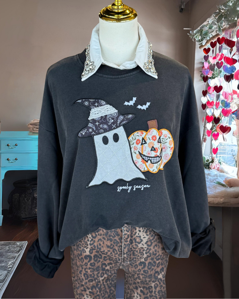 Ghost Pumpkin Embroidered Sweatshirt