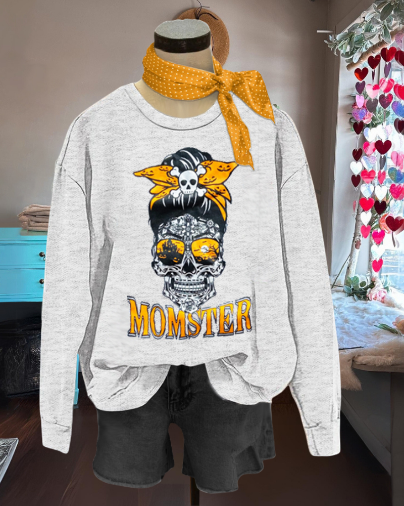 MOMSTER Skull Design Sweatshirt