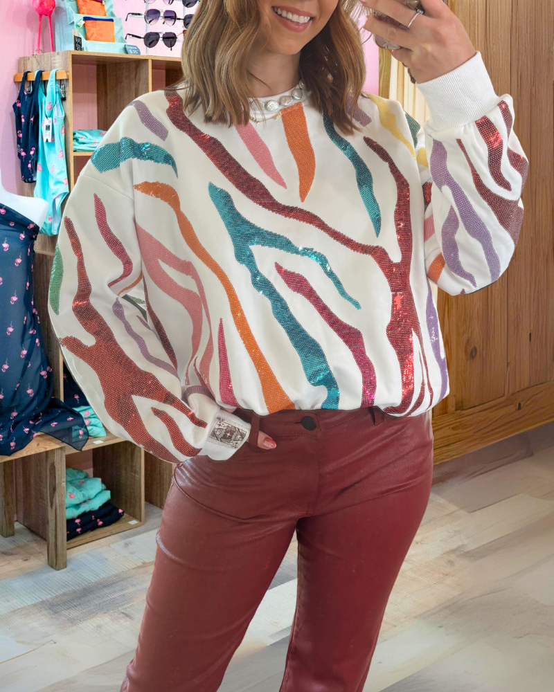 Colorful Sequin Patterned Sweatshirt