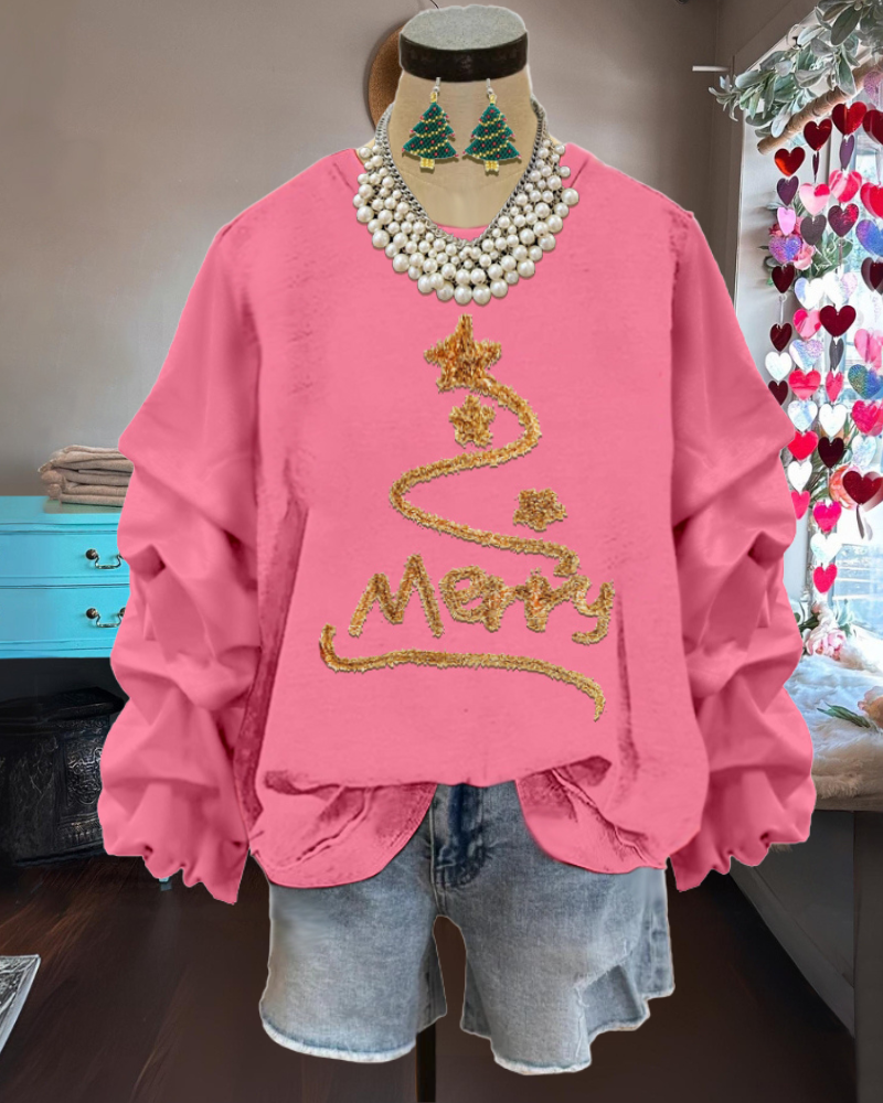 Christmas Tree Embroidered Sweatshirt