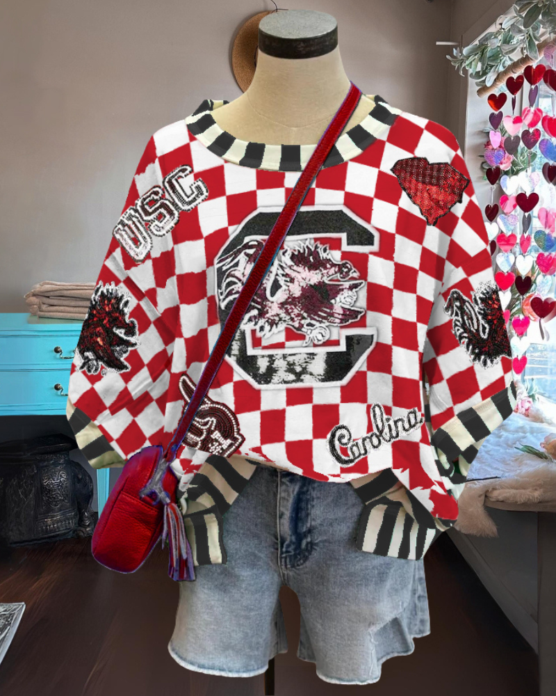 USC Sequined Plaid T-Shirt
