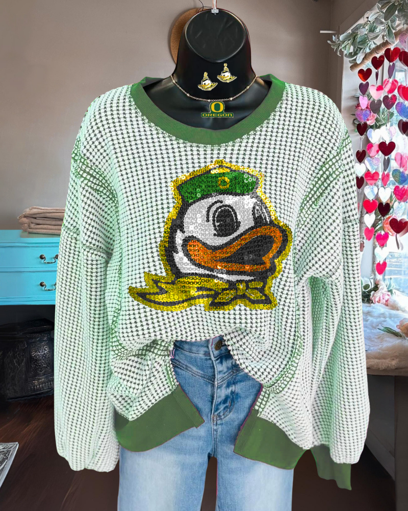 Oregon Ducks Sequined Check Sweatshirt