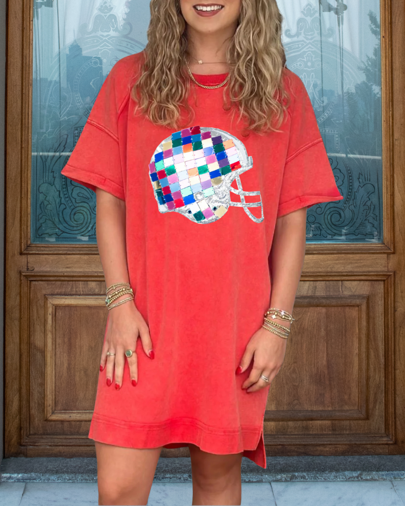 Sequin Helmet Tech Dress