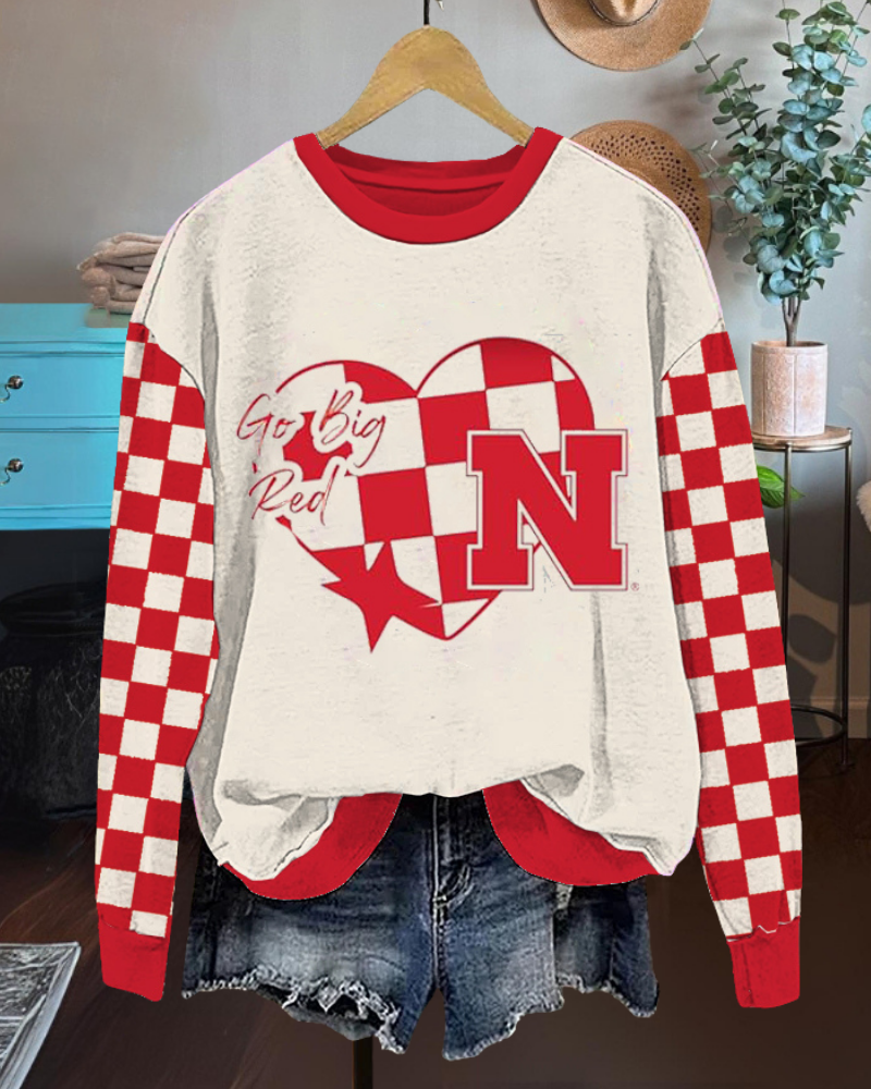 Nebraska Heart Check Sweatshirt