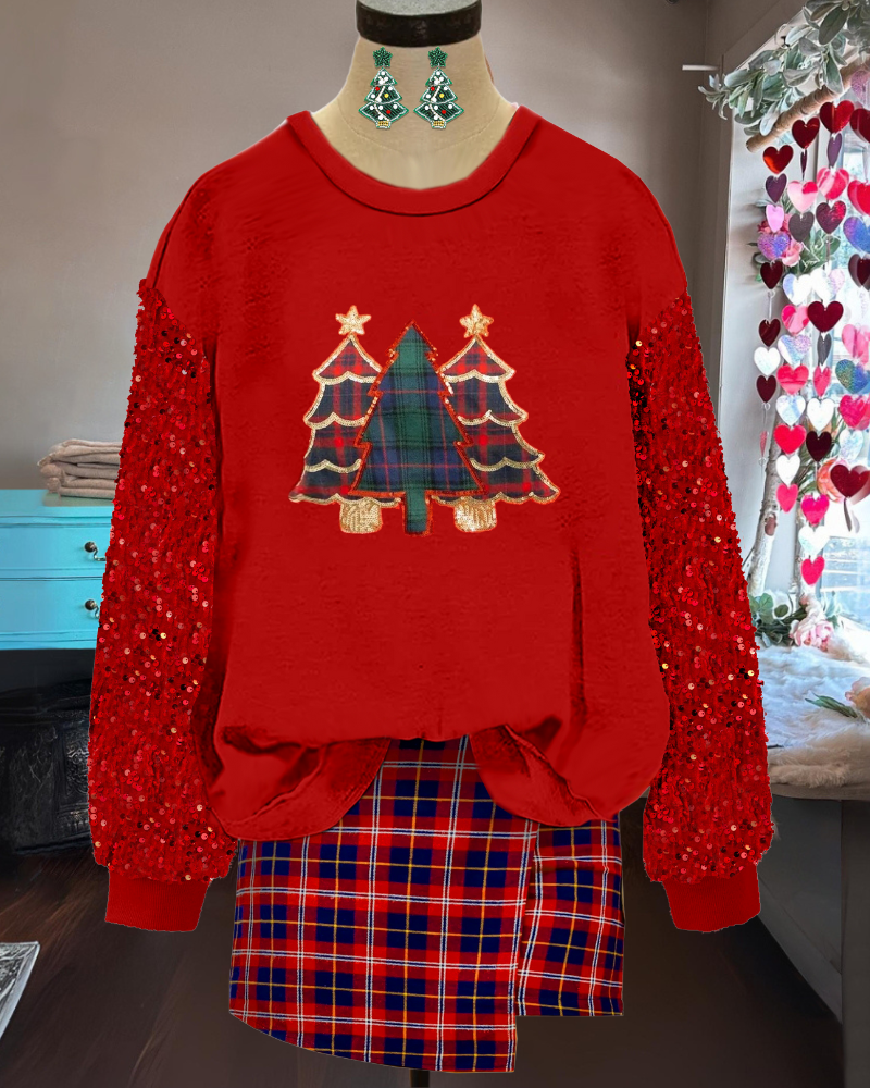 Chic Sequin Christmas Tree Sweatshirt