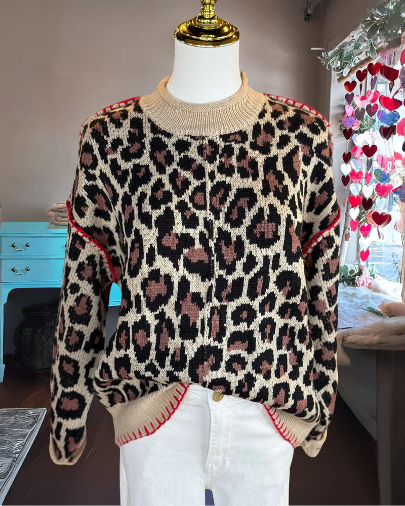 Stylish Leopard Knitted Sweater