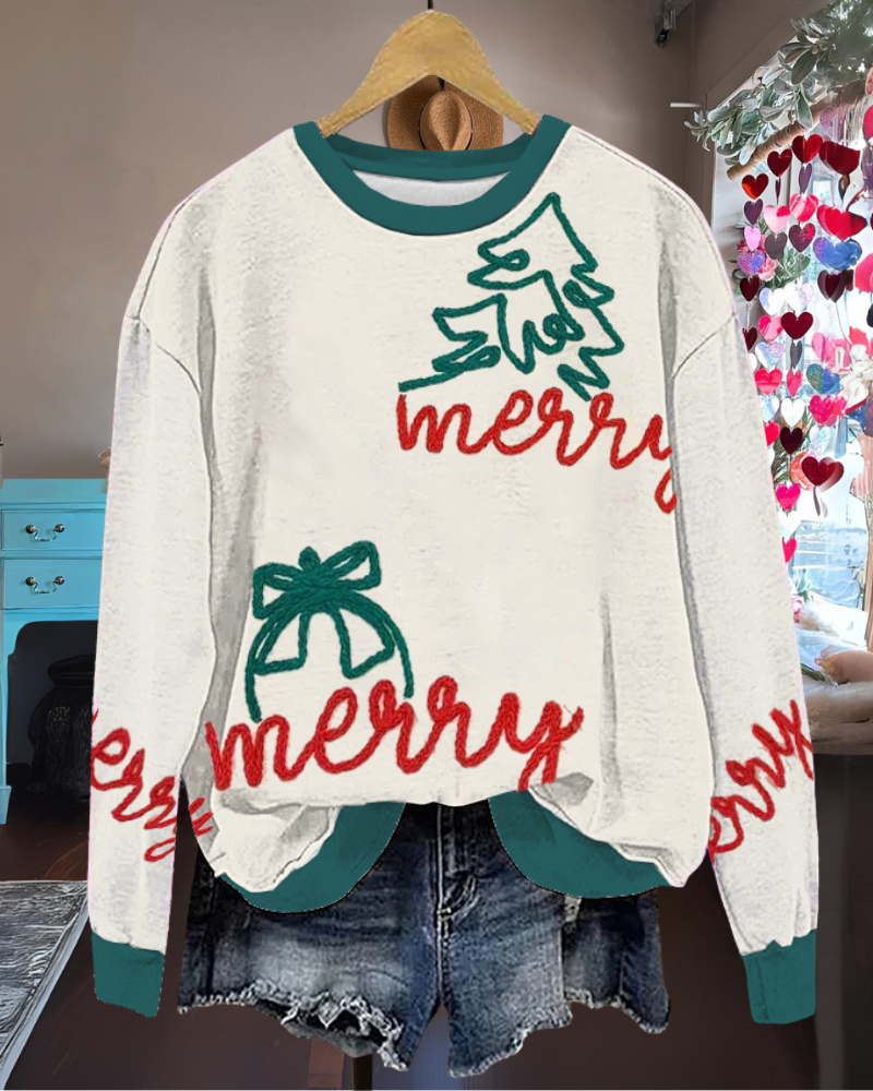 Merry Christmas Embroidered Sweatshirt