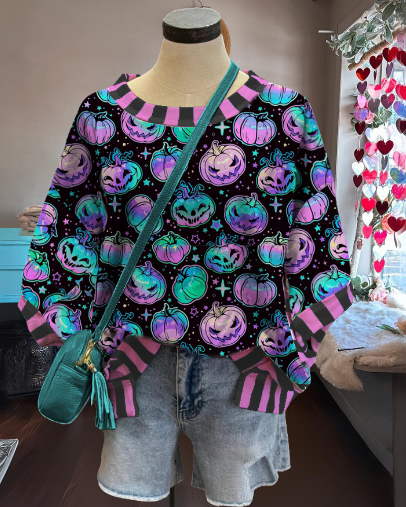Spooky Pumpkin Patterned Top