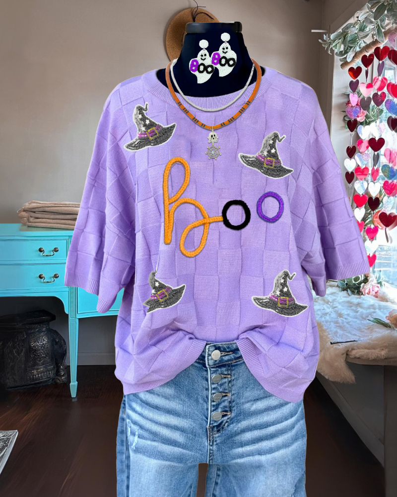 Lively Witch Hat Boo Sequin Tee