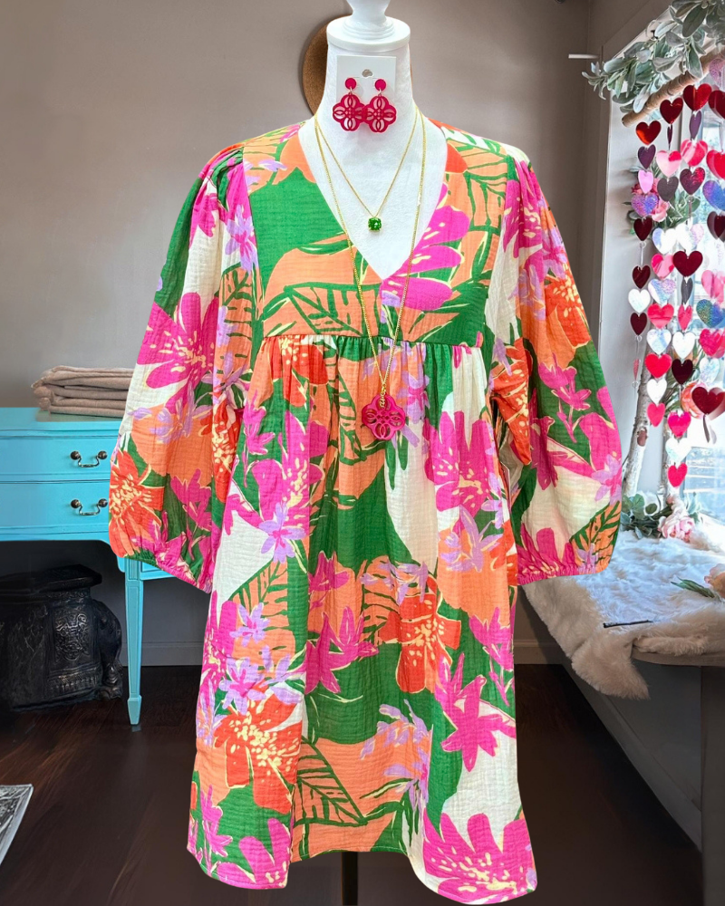 Abstract Dream Floral Mini Dress